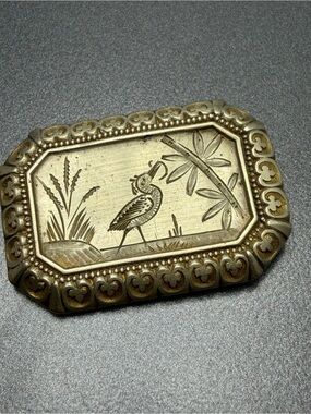 Antique Mourning Brooch Victorian White Metal